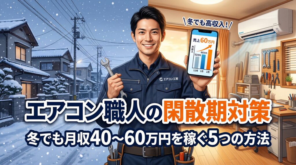 エアコン工事一人親方の閑散期対策｜冬でも月収40〜60万円を稼ぐ5つの方法