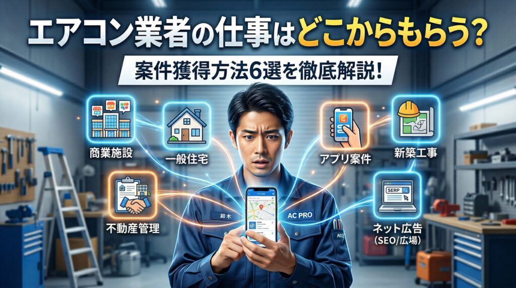 エアコン取り付け業者の仕事はどこからもらう？案件獲得方法まとめ