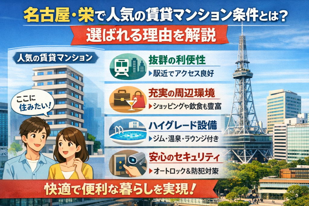 名古屋・栄で人気の賃貸マンション条件とは？選ばれる理由を解説