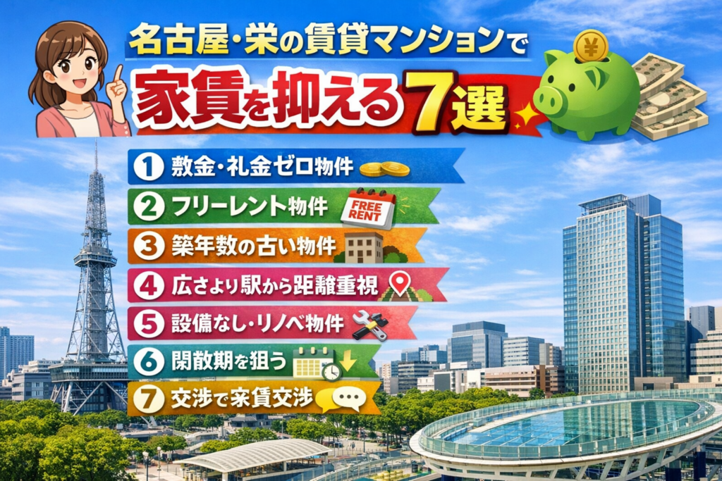 名古屋・栄の賃貸マンションで家賃を抑える裏ワザ7選