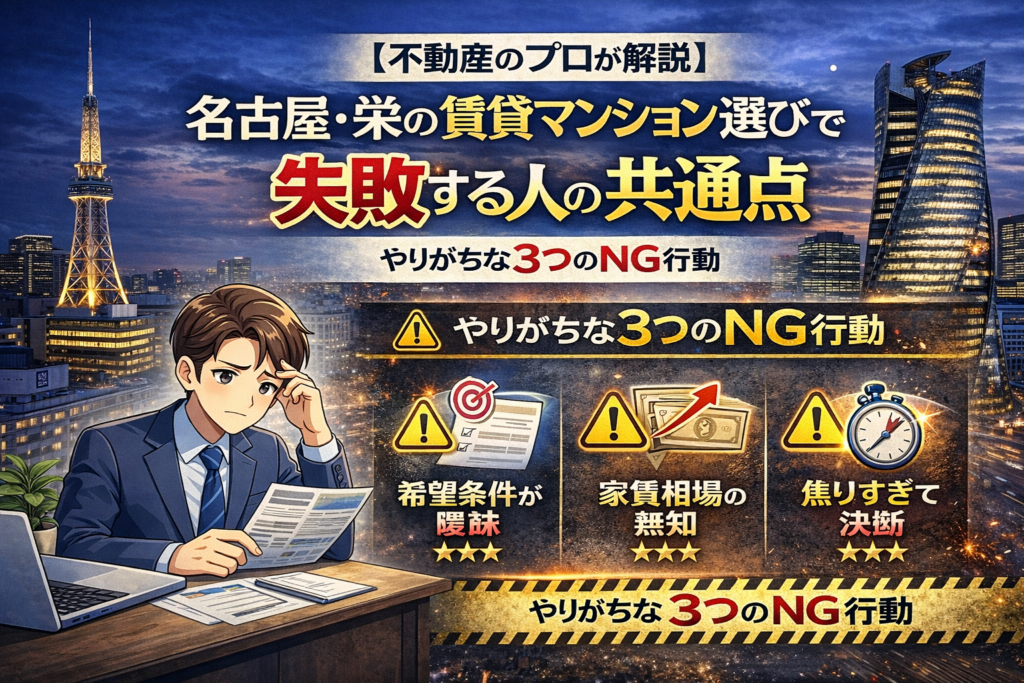 【不動産のプロが解説】名古屋・栄の賃貸マンション選びで失敗する人の共通点