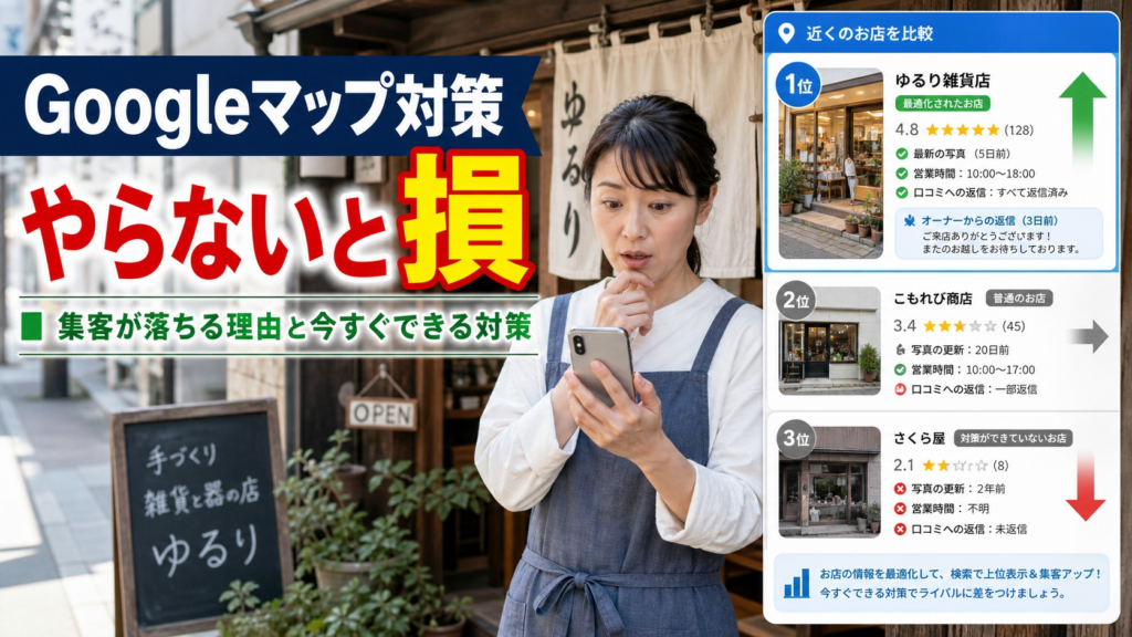Googleマップ対策をやらないとどうなる？集客が落ちる理由と対策