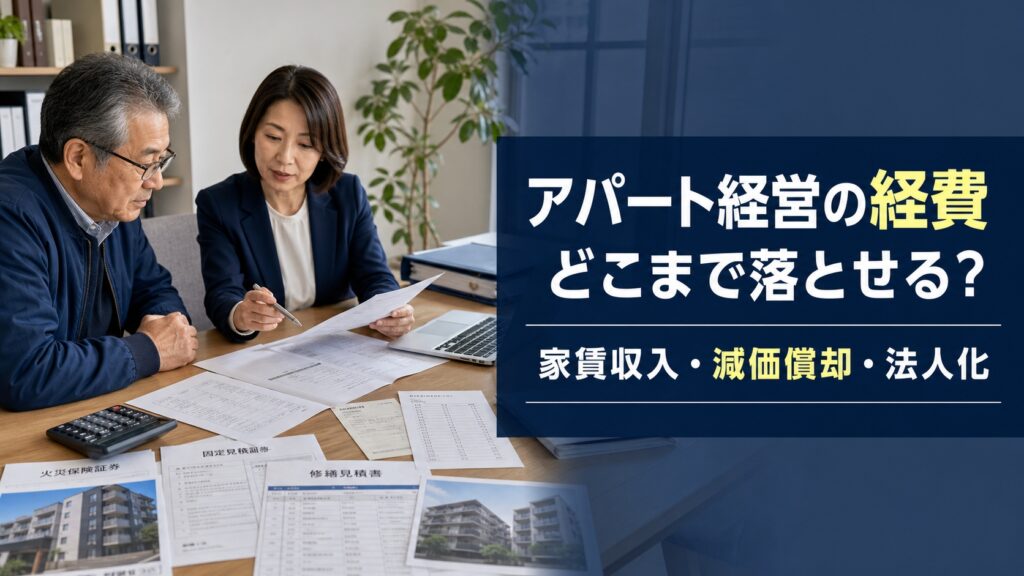 アパート経営はどこまで経費で落とせる？家賃収入が増えるほど見直したい支出・減価償却・法人化の話