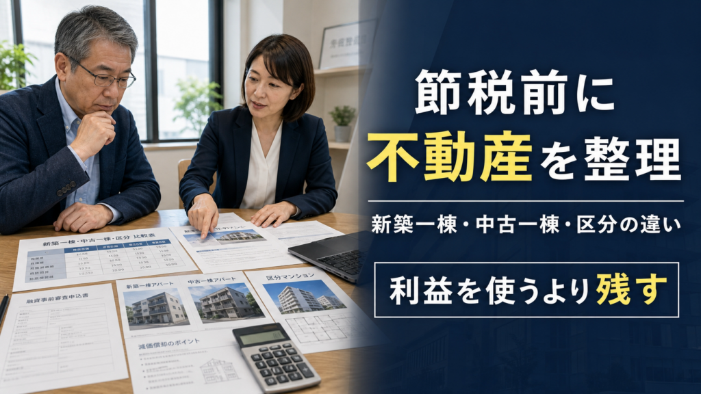 節税したい経営者が不動産を検討する前に。新築一棟・中古一棟・区分の違いを整理