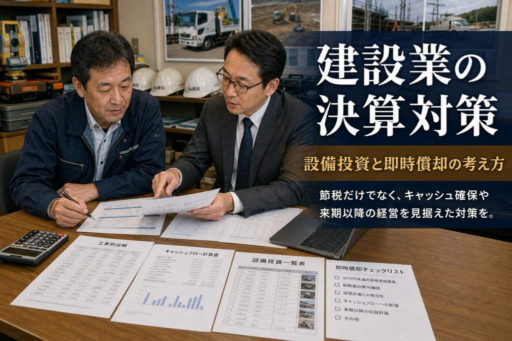建設業の決算対策で迷ったら読む記事｜設備投資と即時償却の考え方