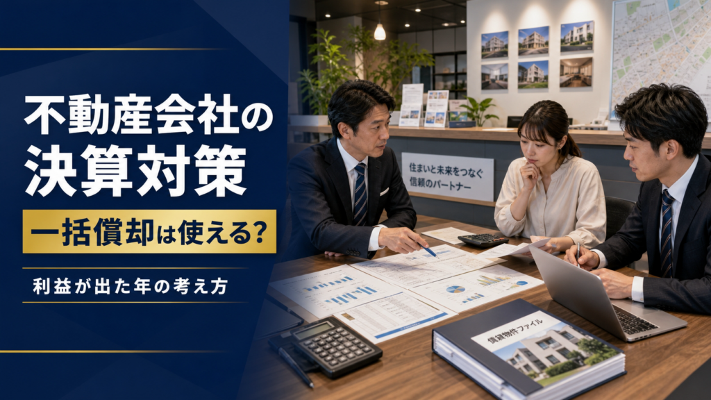 不動産会社の決算対策で一括償却は使える？利益が出た年の考え方を整理