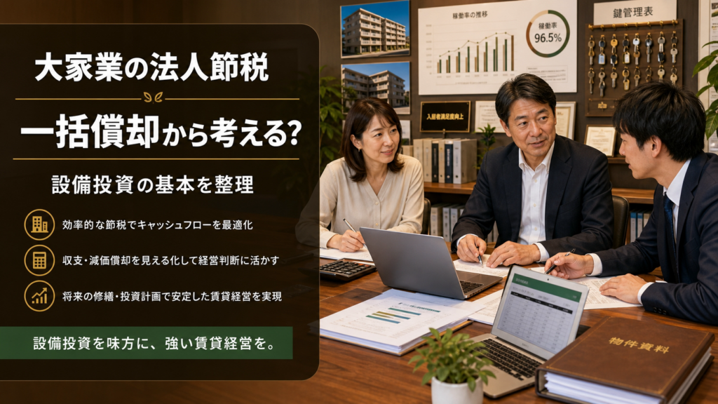 大家業の法人節税は一括償却から考えるべき？設備投資の基本を解説