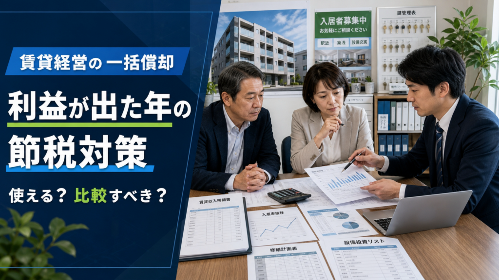 賃貸経営で一括償却は使える？利益が出た年に比較したい節税対策とは