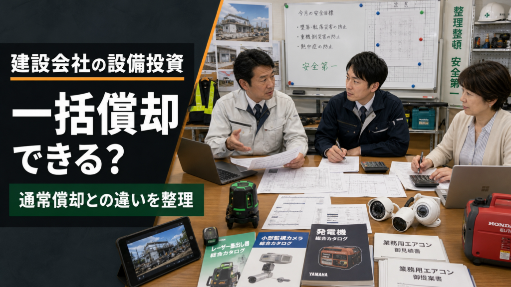 建設会社の設備投資は一括償却できる？通常償却との違いを整理