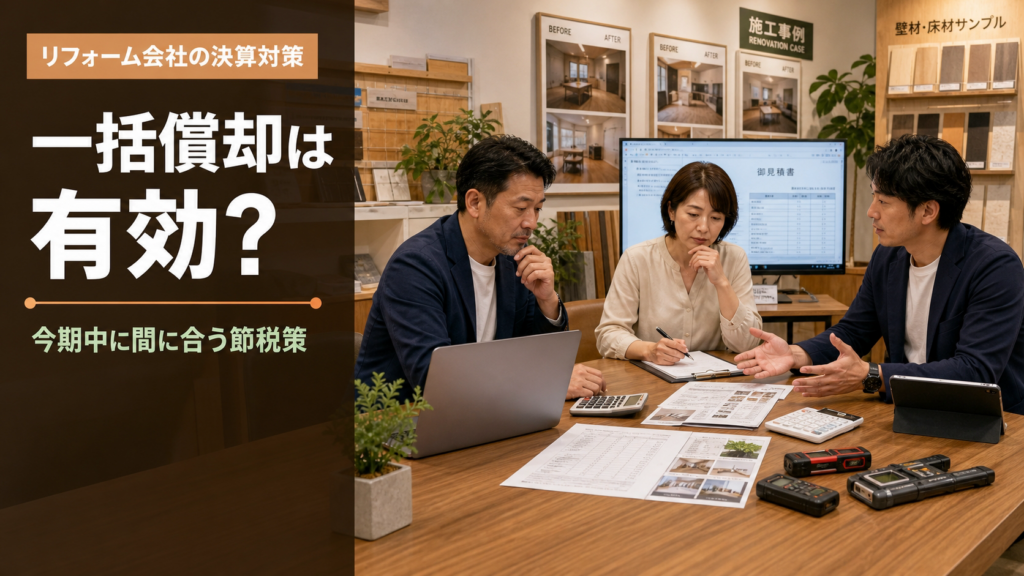 リフォーム会社の決算対策で一括償却は有効？今期中に間に合う節税策を整理