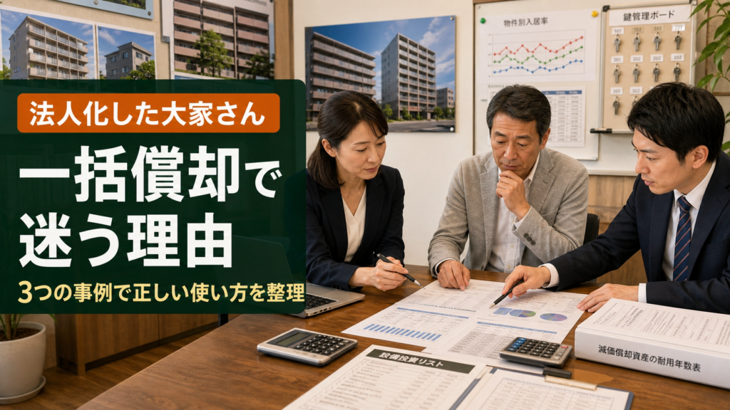 法人化した大家さんが一括償却で迷う理由｜3つの事例でわかる正しい使い方