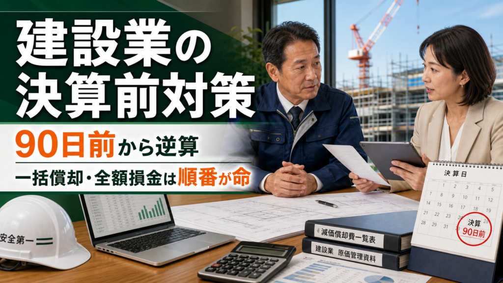建設業の決算前対策｜一括償却・全額損金を活用する前に確認したいポイント
