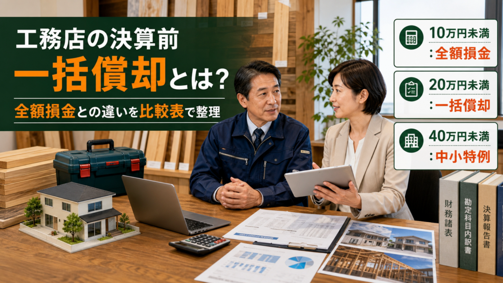 工務店の決算前に検討したい一括償却とは？全額損金との違いも解説