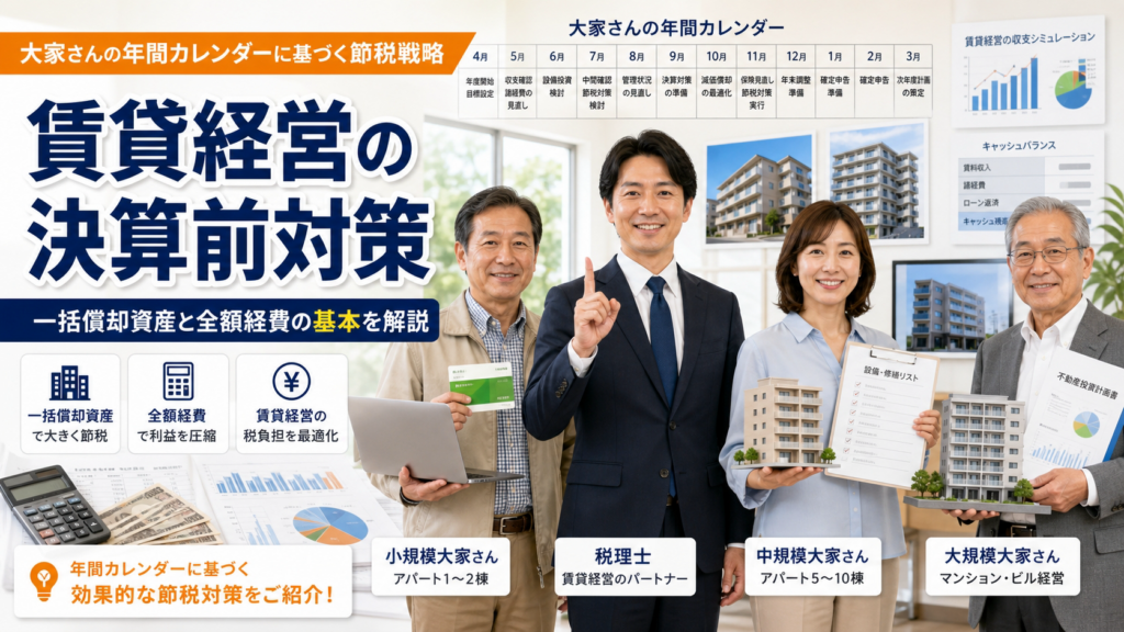 賃貸経営の決算前対策｜大家が知っておきたい一括償却・全額損金の基本