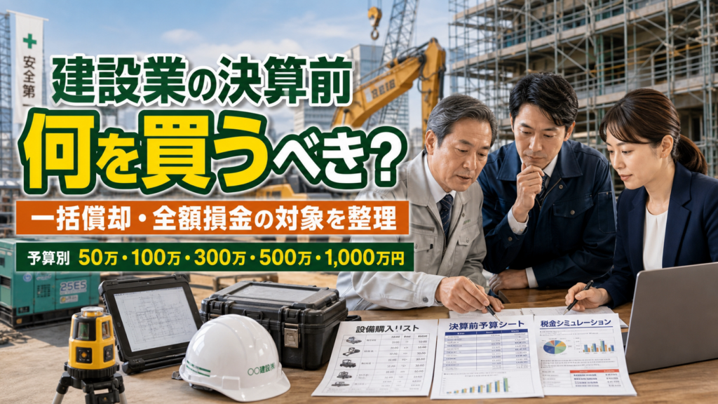 建設業は決算前に何を買うべき？一括償却できる設備・全額損金の対象を整理