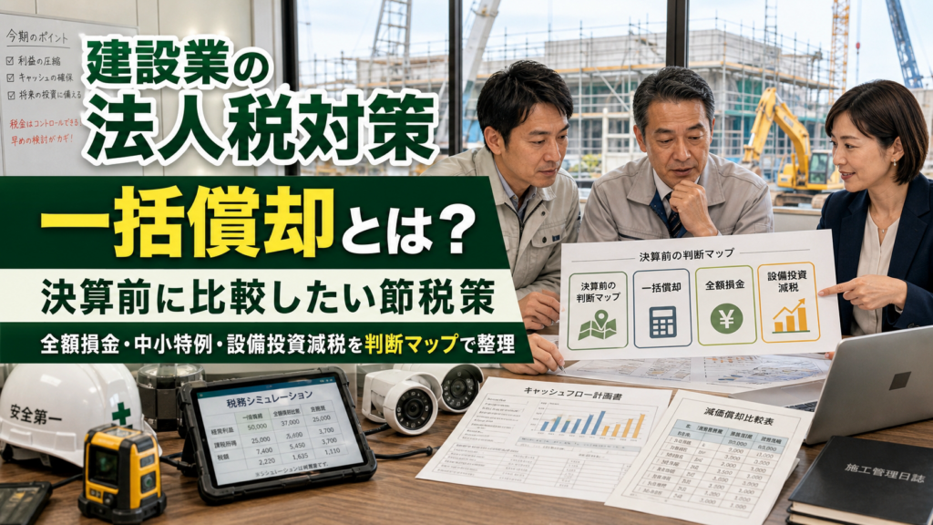 建設業の法人税対策で使われる一括償却とは？決算前に比較したい節税策