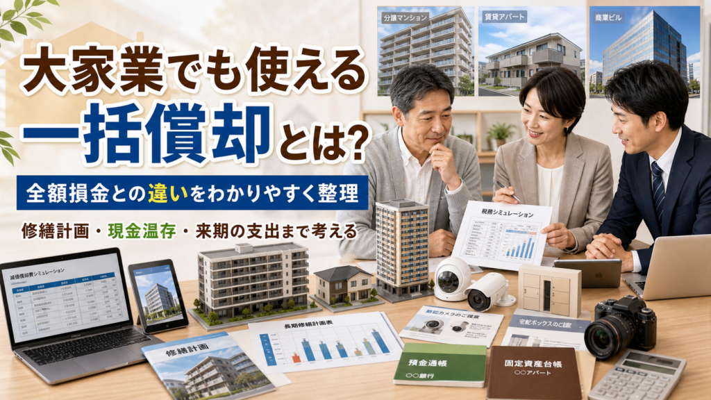 大家業でも使える一括償却とは？全額損金との違いをわかりやすく整理