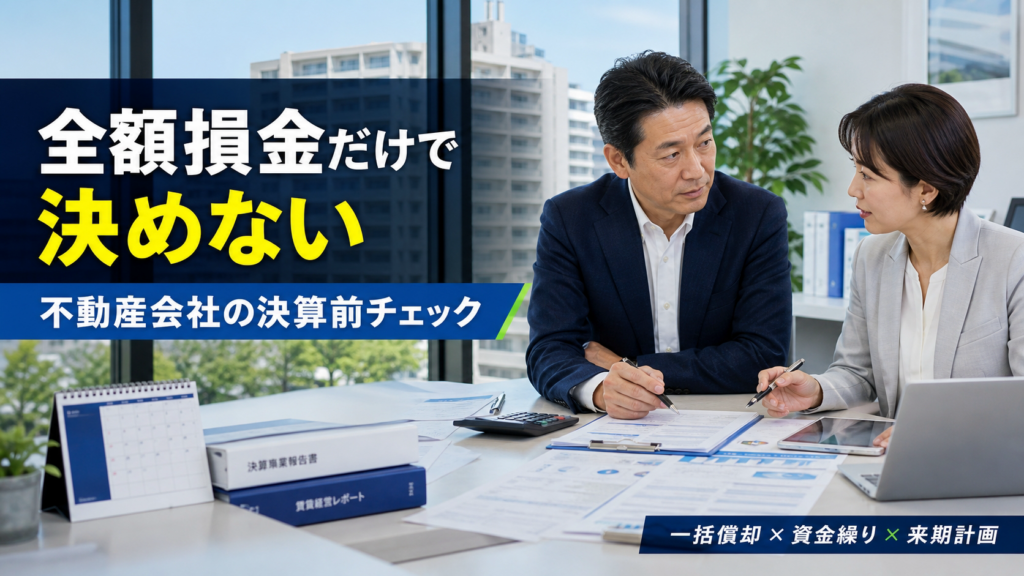 不動産会社が決算前に一括償却を検討する時の注意点｜全額損金だけで判断しない考え方