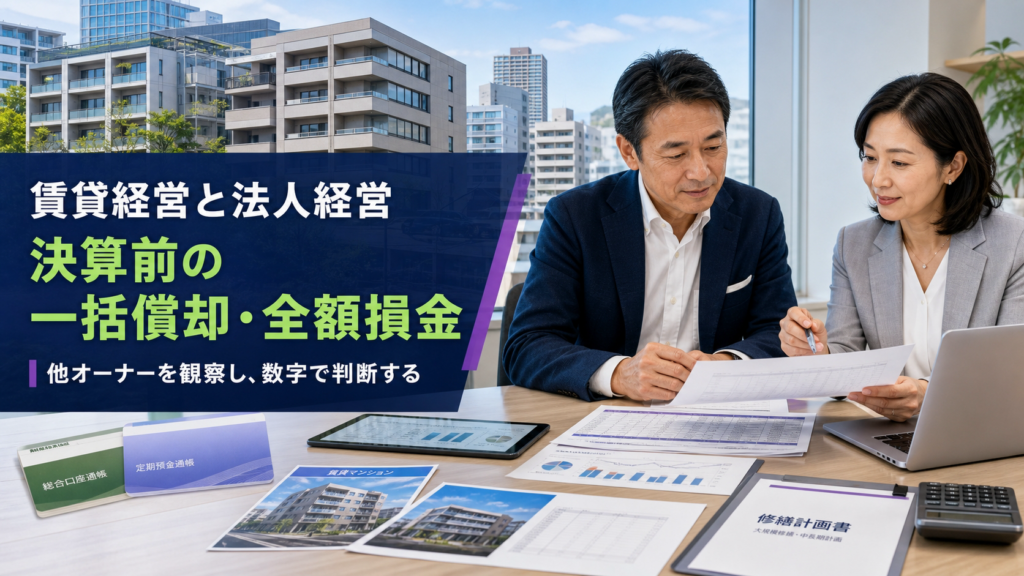 賃貸経営と法人経営者向け｜決算前に考えたい一括償却・全額損金の活用法