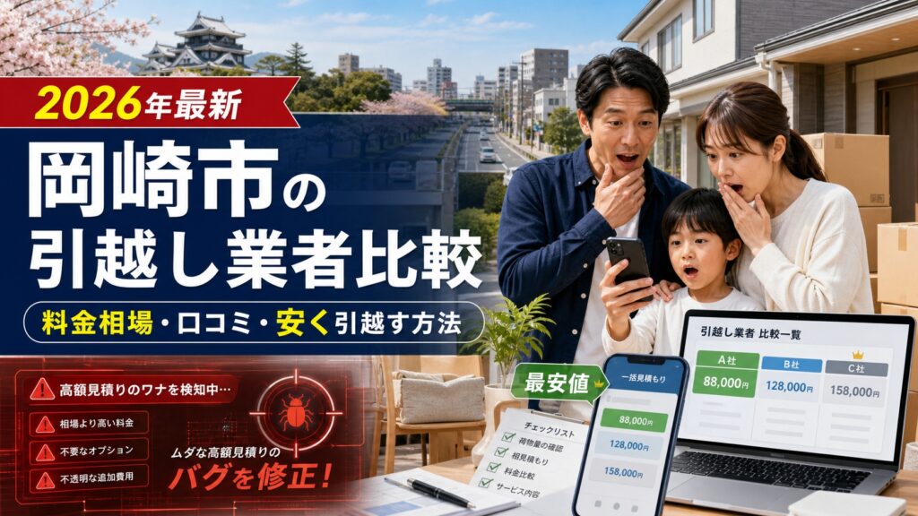 【2026年最新】岡崎市の引越し業者おすすめ比較｜料金相場・口コミ・安く引越す方法