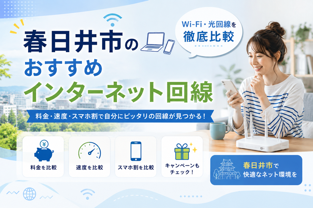 春日井市のおすすめインターネット回線|Wi-Fi・光回線比較 春日井市のおすすめインターネット回線をWi-Fi・光回線の料金・速度・スマホ割で比較