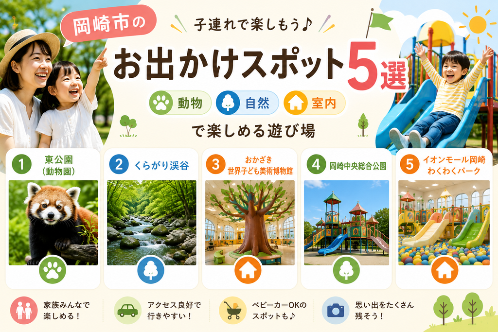 岡崎市の子連れお出かけスポット5選|動物・自然・室内で楽しめる遊び場