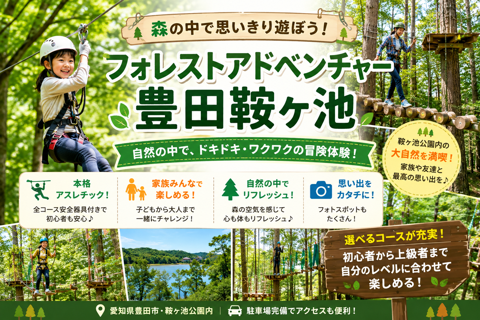 フォレストアドベンチャー・豊田鞍ヶ池のキャノピーコース（イメージ）