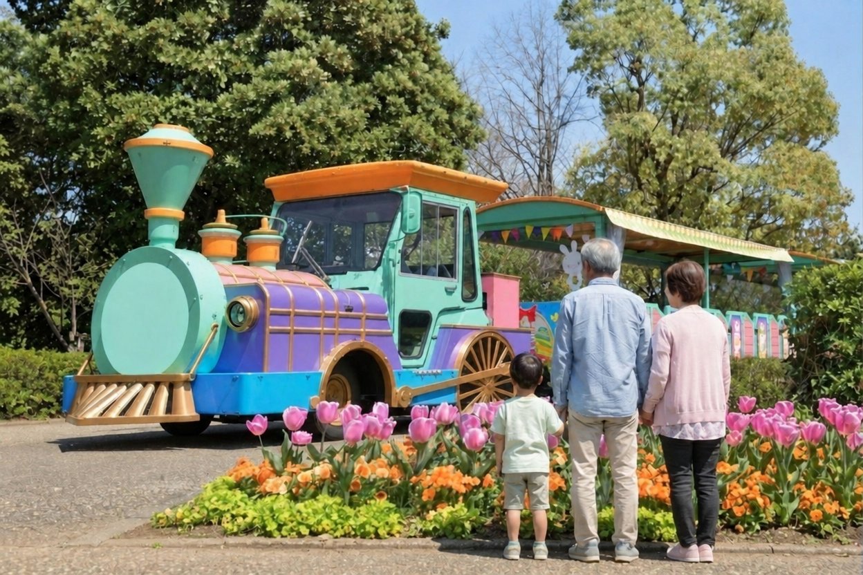 安城市 デンパークの園内を走る汽車メルヘン号