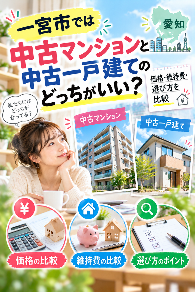 一宮市では中古マンションと中古一戸建てのどっちがいい？価格・維持費・選び方を比較