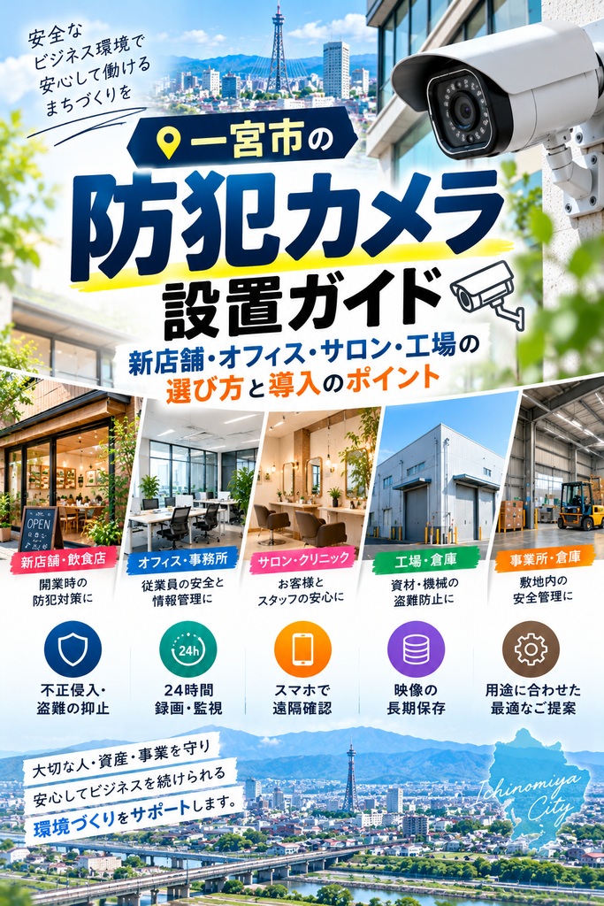 一宮市の防犯カメラ設置ガイド｜新店舗・オフィス・サロン・工場の選び方と導入のポイント