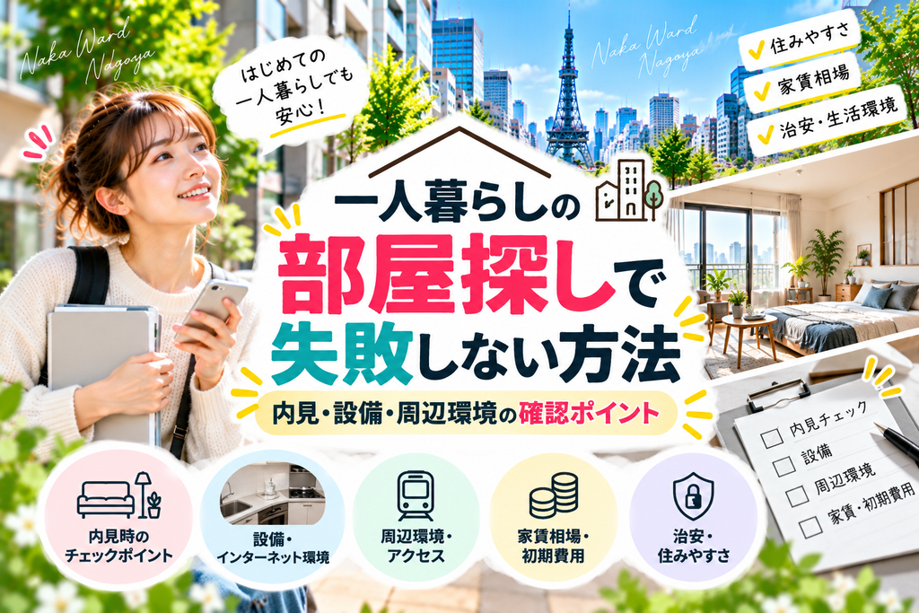 名古屋市中区の一人暮らしの部屋探しで失敗しない方法｜内見・設備・周辺環境の確認ポイント