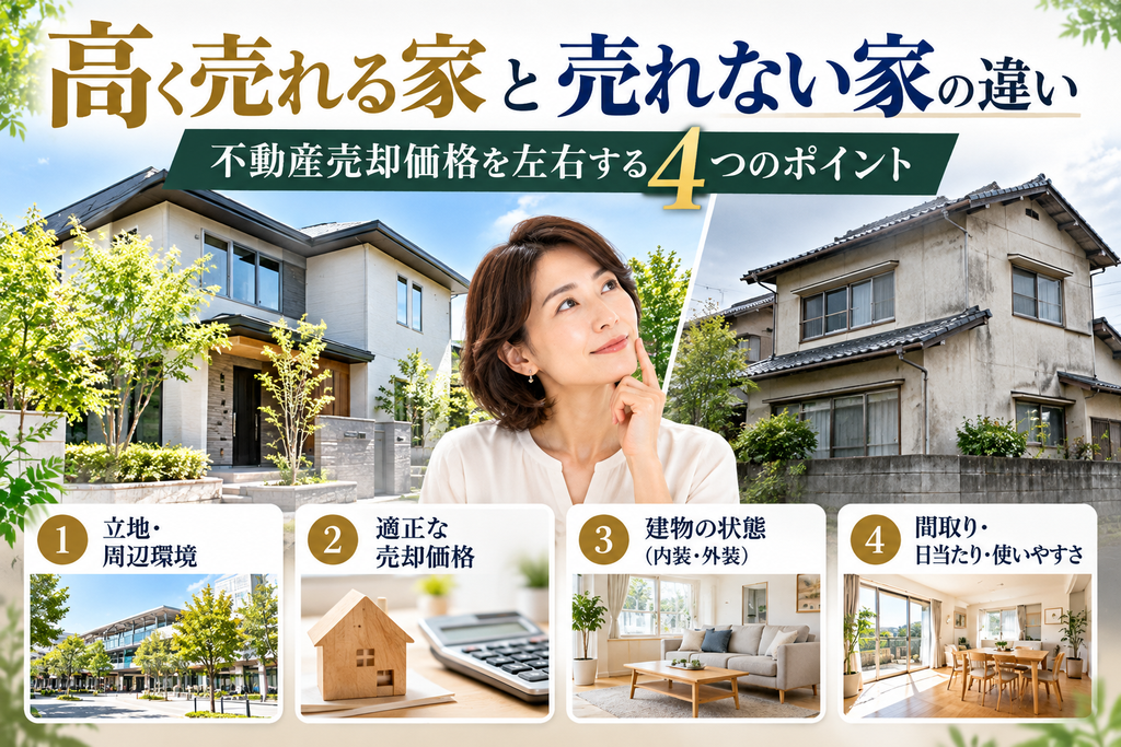 高く売れる家と売れない家の違い｜不動産売却価格を左右する4つのポイント